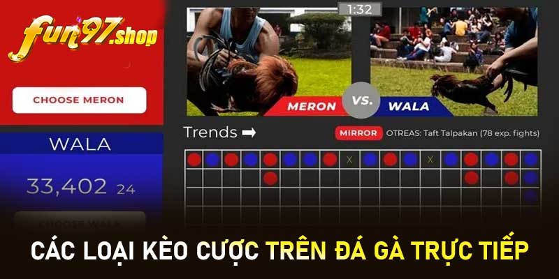 Các loại kèo cược trên Đá gà trực tiếp